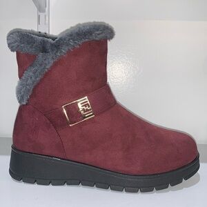RED SUEDE FUR BOOTS